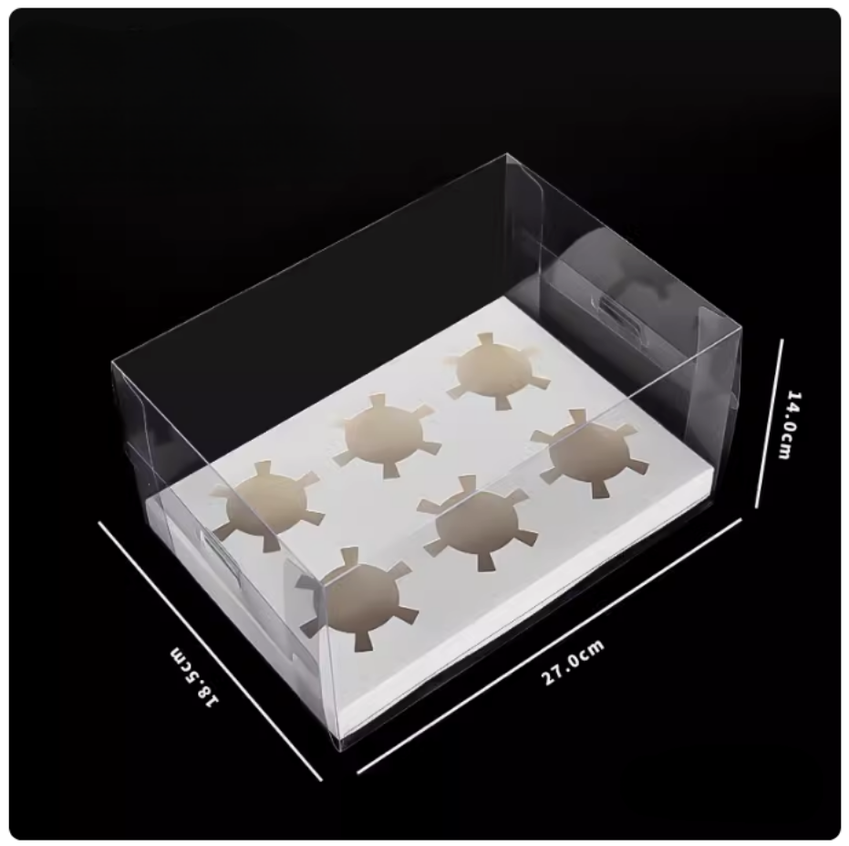 6 Hole PET Clear Cupcake Box