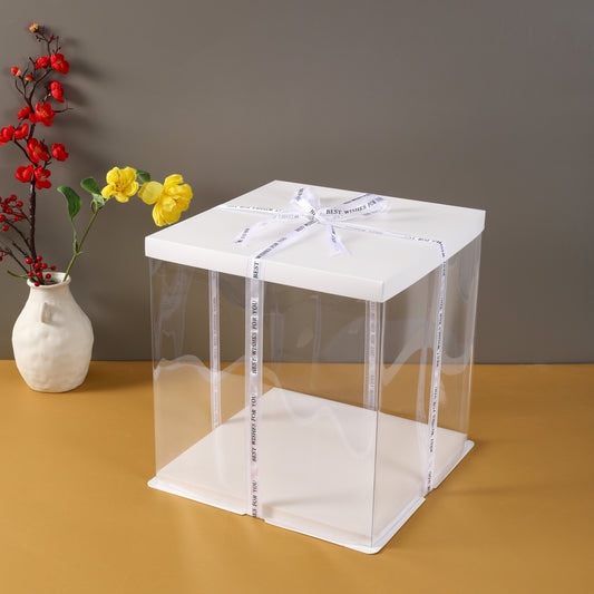 8" PET Tall Clear Cake Box (Square)(Tall)